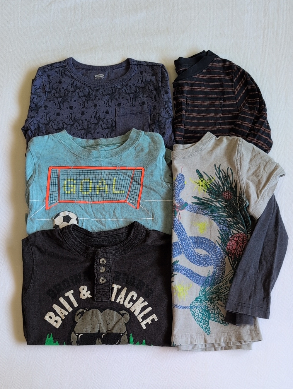4T Toddler Boys 5pc Fall LS Tee Bundle Carter's Tea Collection Joe Fresh ON
